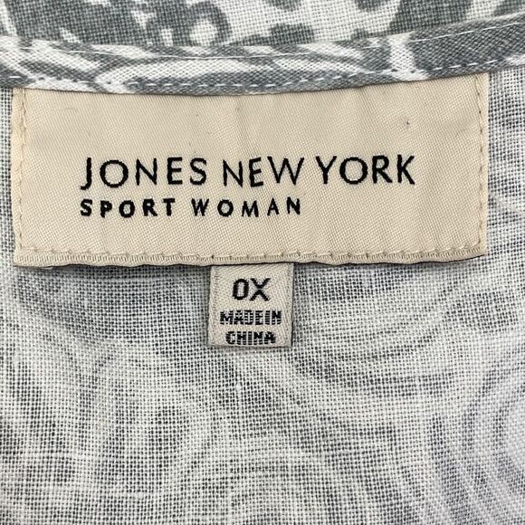 JONES Ny Gray Paisley Floral Lace Blouse 0x - Picture 10 of 12